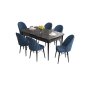 HANAH HOME Set Trpezarijski sto i 6 stolica Roz Black Marble Navy Blue - slika 2