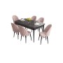 HANAH HOME Set Trpezarijski sto i 6 stolica Roz Black Marble Pink - slika 2