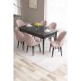 HANAH HOME Set Trpezarijski sto i 6 stolica Roz Black Marble Pink - slika 1