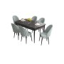 HANAH HOME Set Trpezarijski sto i 6 stolica Roz Black Marble Sea Green - slika 2