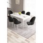 HANAH HOME Set Trpezarijski sto i 6 stolica Roz White Black - slika 1