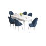 HANAH HOME Set Trpezarijski sto i 6 stolica Roz White Navy Blue - slika 2