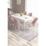 HANAH HOME Set Trpezarijski sto i 6 stolica Roz White Pink - slika 1