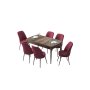 HANAH HOME Set Trpezarijski sto i 6 stolica Zen Baroque Burgundy - slika 2