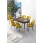 HANAH HOME Set Trpezarijski sto i 6 stolica Zen Baroque Mustard - slika 1