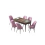 HANAH HOME Set Trpezarijski sto i 6 stolica Zen Baroque Pink - slika 2