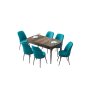 HANAH HOME Set Trpezarijski sto i 6 stolica Zen Baroque Turquoise - slika 2