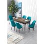 HANAH HOME Set Trpezarijski sto i 6 stolica Zen Baroque Turquoise - slika 1