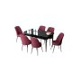 HANAH HOME Set Trpezarijski sto i 6 stolica Zen Black Marble Burgundy - slika 2