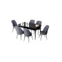 HANAH HOME Set Trpezarijski sto i 6 stolica Zen Black Marble Fume - slika 2