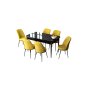 HANAH HOME Set Trpezarijski sto i 6 stolica Zen Black Marble Mustard - slika 2