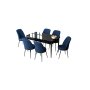 HANAH HOME Set Trpezarijski sto i 6 stolica Zen Black Marble Navy Blue - slika 2