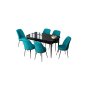 HANAH HOME Set Trpezarijski sto i 6 stolica Zen Black Marble Turquoise - slika 2