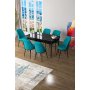 HANAH HOME Set Trpezarijski sto i 6 stolica Zen Black Marble Turquoise - slika 1