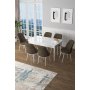HANAH HOME Set Trpezarijski sto i 6 stolica Zen White Brown - slika 1