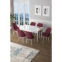HANAH HOME Set Trpezarijski sto i 6 stolica Zen White Burgundy - slika 1