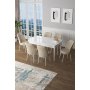 HANAH HOME Set Trpezarijski sto i 6 stolica Zen White Cream - slika 1