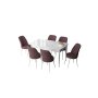 HANAH HOME Set Trpezarijski sto i 6 stolica Zen White Dusty Rose - slika 2
