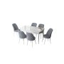 HANAH HOME Set Trpezarijski sto i 6 stolica Zen White Grey - slika 2