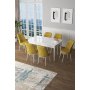 HANAH HOME Set Trpezarijski sto i 6 stolica Zen White Mustard - slika 1