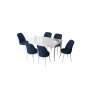 HANAH HOME Set Trpezarijski sto i 6 stolica Zen White Navy Blue - slika 2