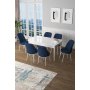 HANAH HOME Set Trpezarijski sto i 6 stolica Zen White Navy Blue - slika 1
