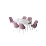 HANAH HOME Set Trpezarijski sto i 6 stolica Zen White Pink - slika 2
