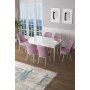 HANAH HOME Set Trpezarijski sto i 6 stolica Zen White Pink - slika 1