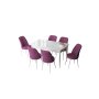 HANAH HOME Set Trpezarijski sto i 6 stolica Zen White Purple - slika 2