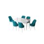 HANAH HOME Set Trpezarijski sto i 6 stolica Zen White Turquoise - slika 2