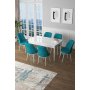 HANAH HOME Set Trpezarijski sto i 6 stolica Zen White Turquoise - slika 1