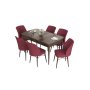 HANAH HOME Set Trpezarijski sto i 6 stolica Eva Baroque Burgundy - slika 2