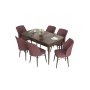 HANAH HOME Set Trpezarijski sto i 6 stolica Eva Baroque Dusty Rose - slika 2