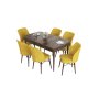HANAH HOME Set Trpezarijski sto i 6 stolica Eva Baroque Mustard - slika 2