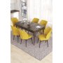 HANAH HOME Set Trpezarijski sto i 6 stolica Eva Baroque Mustard - slika 1