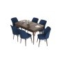 HANAH HOME Set Trpezarijski sto i 6 stolica Eva Baroque Navy Blue - slika 2