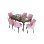 HANAH HOME Set Trpezarijski sto i 6 stolica Eva Baroque Pink - slika 2
