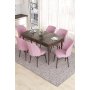 HANAH HOME Set Trpezarijski sto i 6 stolica Eva Baroque Pink - slika 1