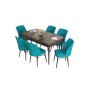 HANAH HOME Set Trpezarijski sto i 6 stolica Eva Baroque Turquoise - slika 2