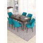 HANAH HOME Set Trpezarijski sto i 6 stolica Eva Baroque Turquoise - slika 1