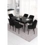 HANAH HOME Set Trpezarijski sto i 6 stolica Eva Black Marble Black - slika 1