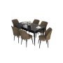 HANAH HOME Set Trpezarijski sto i 6 stolica Eva Black Marble Brown - slika 2