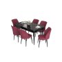 HANAH HOME Set Trpezarijski sto i 6 stolica Eva Black Marble Burgundy - slika 2