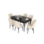 HANAH HOME Set Trpezarijski sto i 6 stolica Eva Black Marble Cream - slika 2