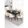 HANAH HOME Set Trpezarijski sto i 6 stolica Eva Black Marble Cream - slika 1