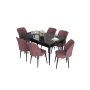 HANAH HOME Set Trpezarijski sto i 6 stolica Eva Black Marble Dusty Rose - slika 2