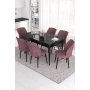 HANAH HOME Set Trpezarijski sto i 6 stolica Eva Black Marble Dusty Rose - slika 1