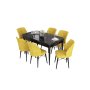 HANAH HOME Set Trpezarijski sto i 6 stolica Eva Black Marble Mustard - slika 2