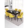 HANAH HOME Set Trpezarijski sto i 6 stolica Eva Black Marble Mustard - slika 1