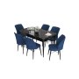 HANAH HOME Set Trpezarijski sto i 6 stolica Eva Black Marble Navy Blue - slika 2